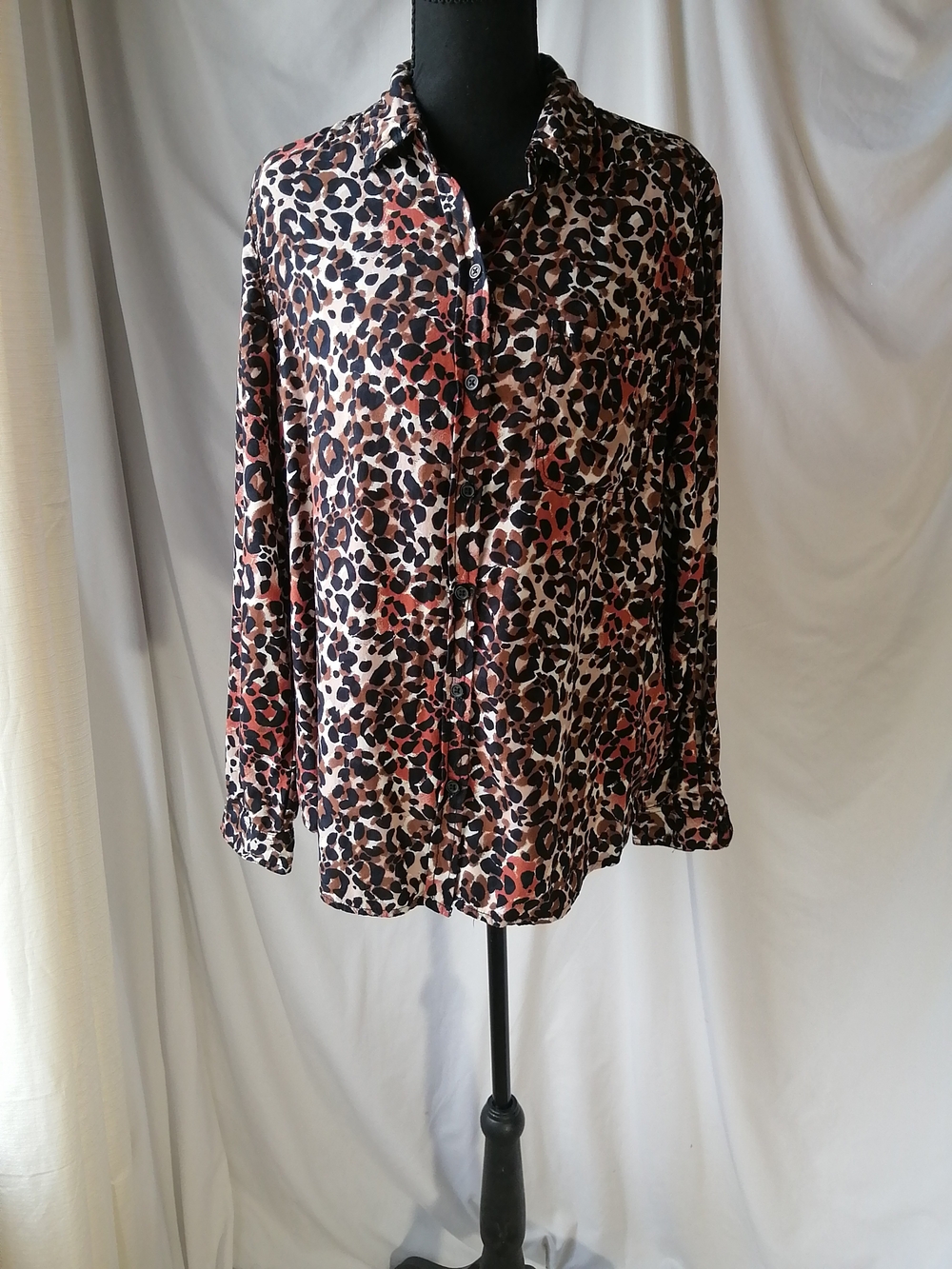 beachlunchlounge Brown, Black & Cream Leopard Print Top